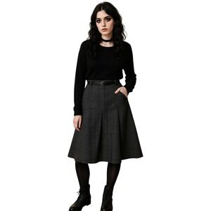 CIVIDINI pleated circle skirt in grey plaid office core witchy grunge size‎ 44